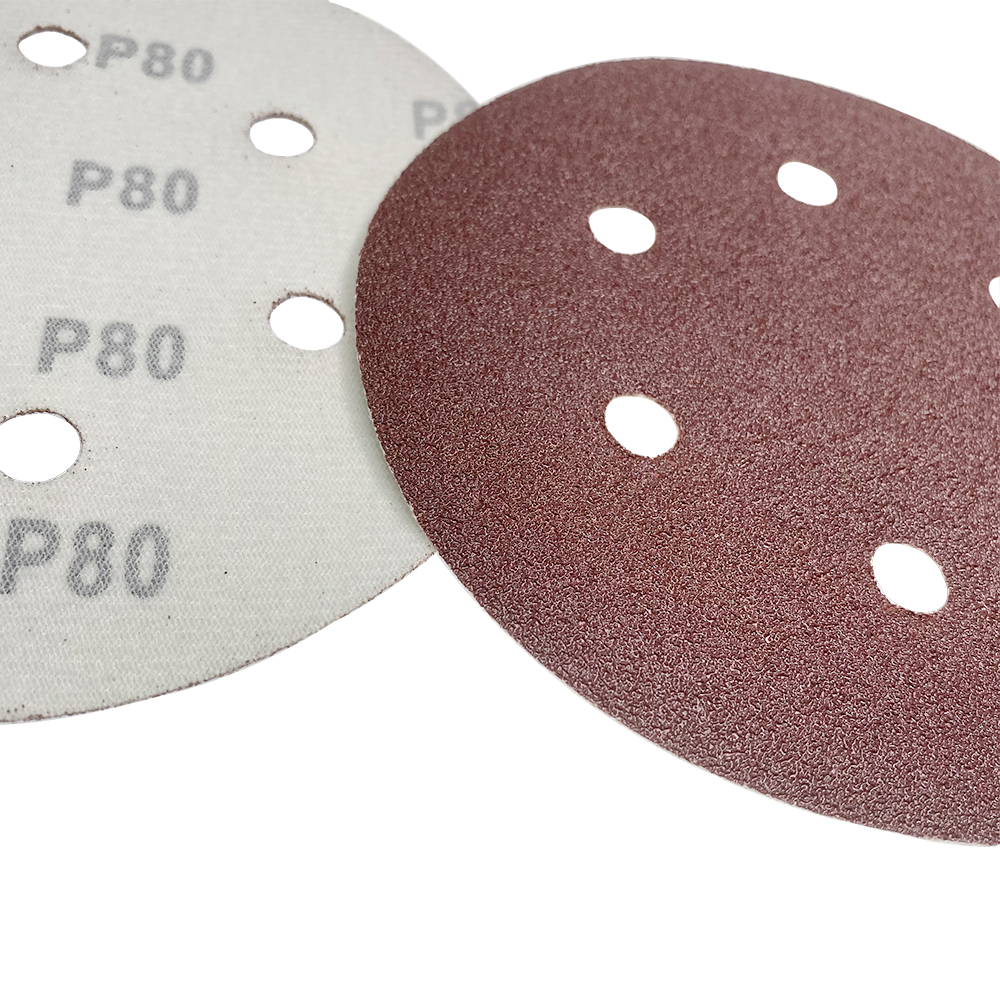 Disco de lija rojo P80 de 150 mm y 6 ", papel de lija abrasivo con gancho y bucle para pulir y moler madera de acero inoxidable