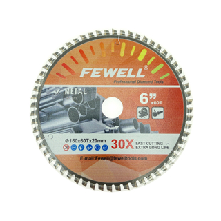 Hoja de sierra circular tct de exportación de 6 pulgadas 150*1,9*60T*20mm para cortar metal