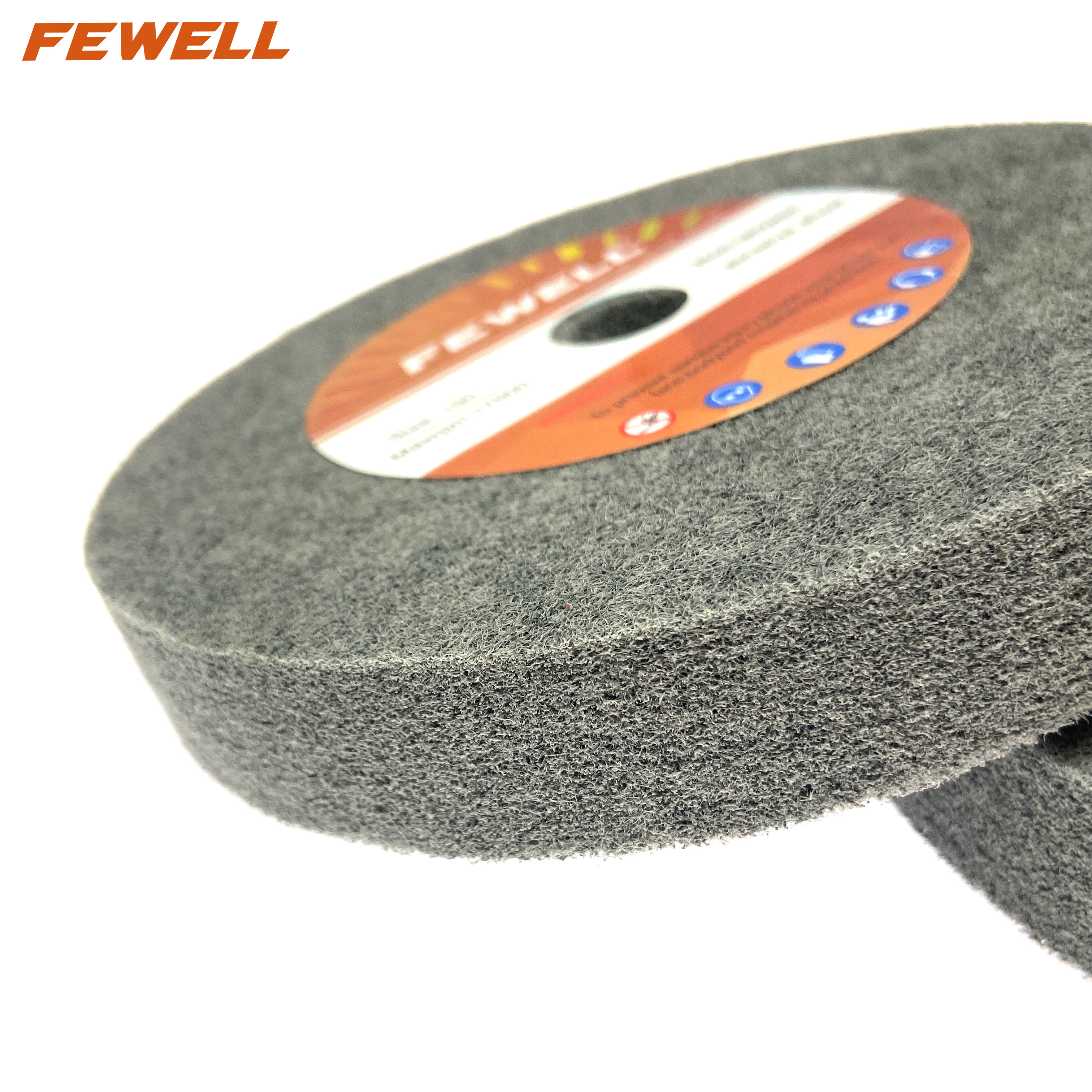 Rueda de fibra abrasiva convoluta no tejida de 150 mm y 6 pulgadas para pulir metal