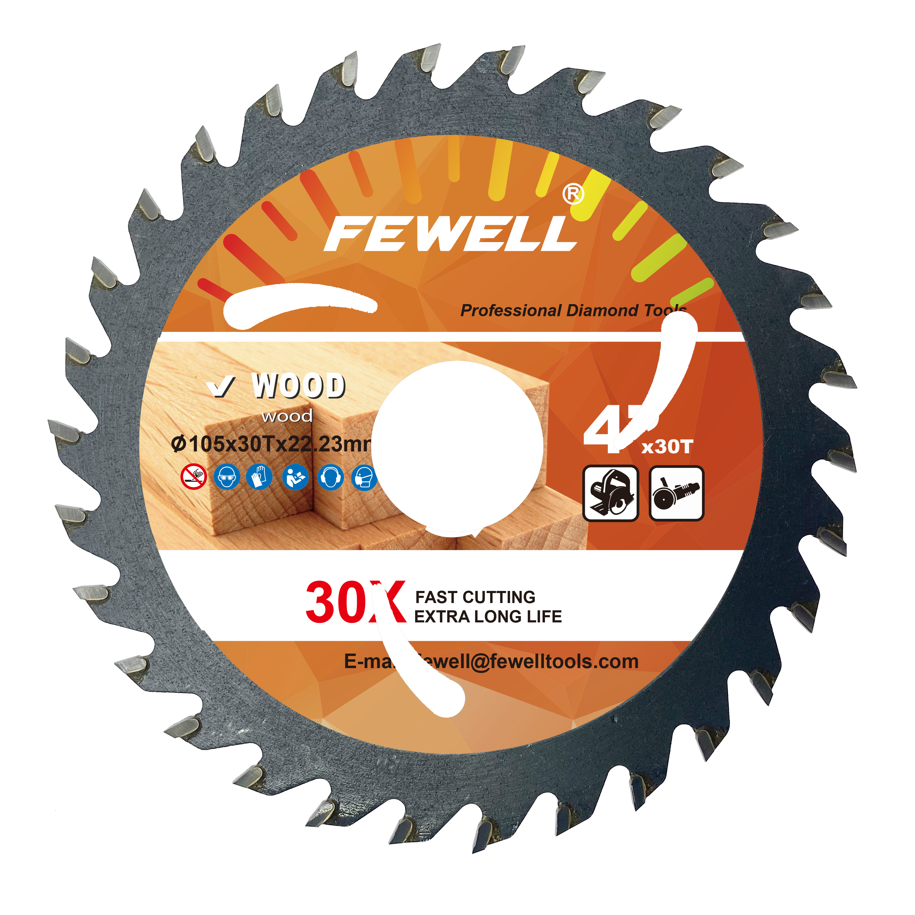 Hoja de sierra circular tct de 4 pulgadas 105*30T*22,23mm para cortar madera