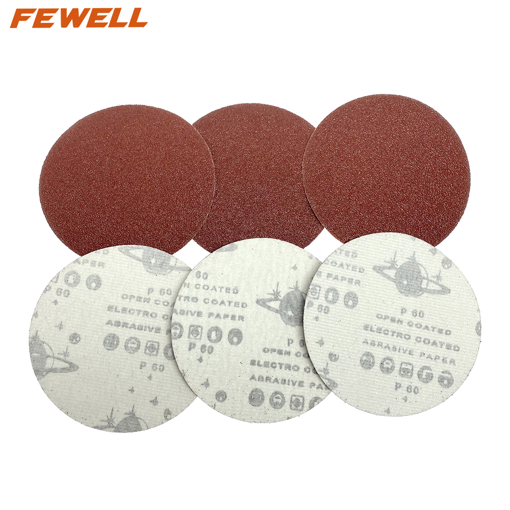 Disco de lija de grano 60 rojo de 125 mm y 5 pulgadas Papel de lija abrasivo para pulir y moler madera de acero inoxidable
