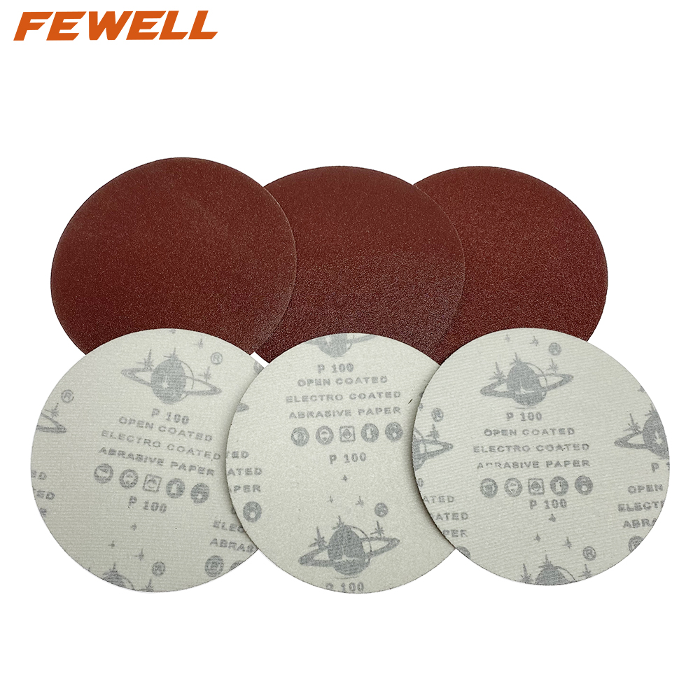 Disco de lija de grano 100 rojo de 150 mm y 6 pulgadas, herramientas abrasivas, papel de lija para pulir y moler madera de acero inoxidable