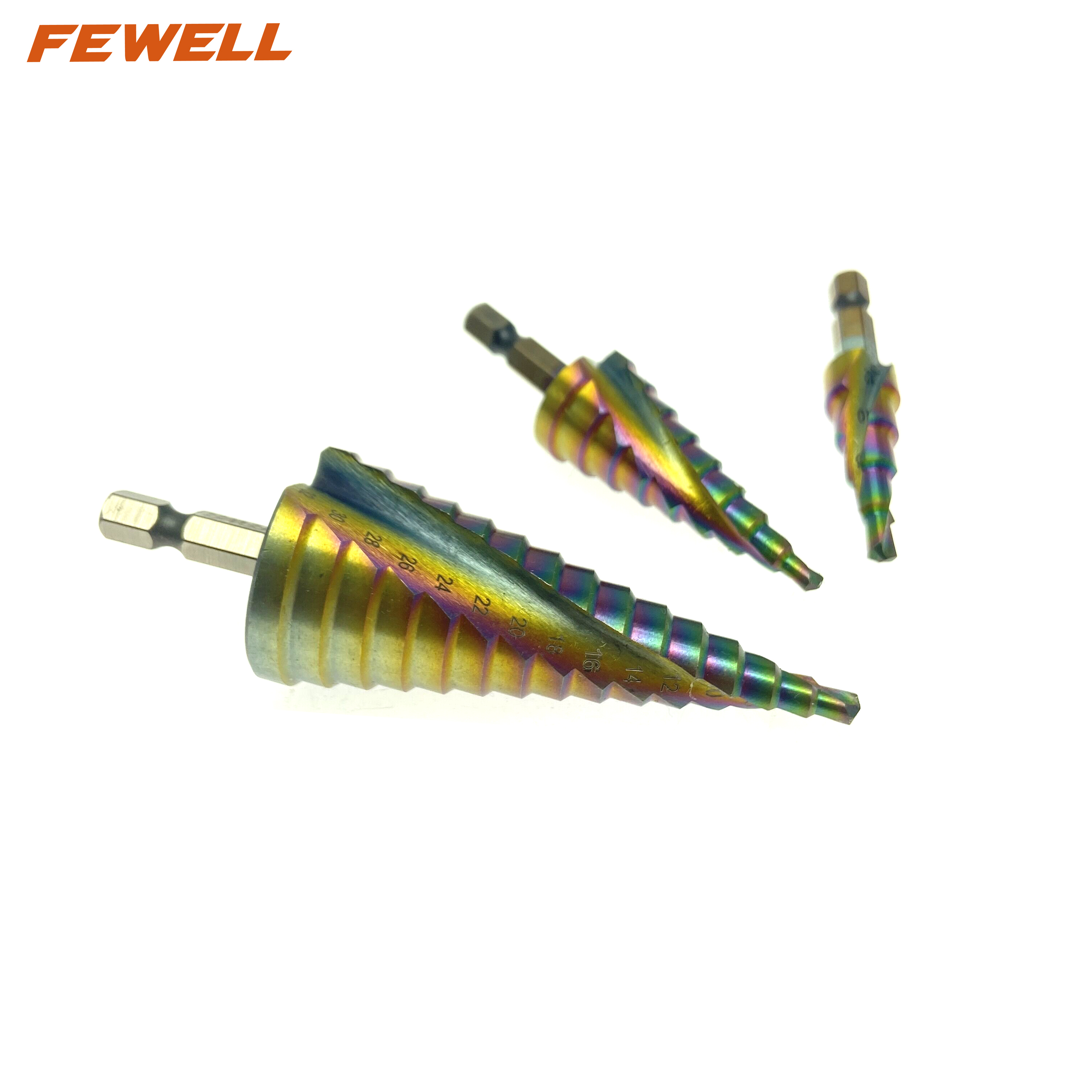 3 uds 4-12mm 4-20mm 4-32mm HSS M35 vástago hexagonal herramientas eléctricas flauta espiral brocas escalonadas de titanio para perforación de Metal