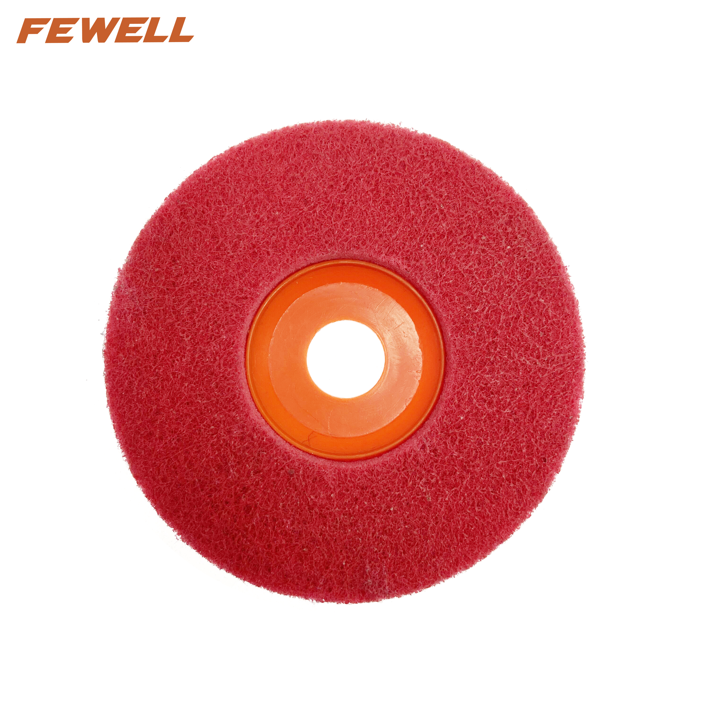 Rueda pulidora abrasiva de nailon rojo de alta calidad, 125x22mm, 5 pulgadas, rueda pulidora de fibra no tejida para pulir acero inoxidable