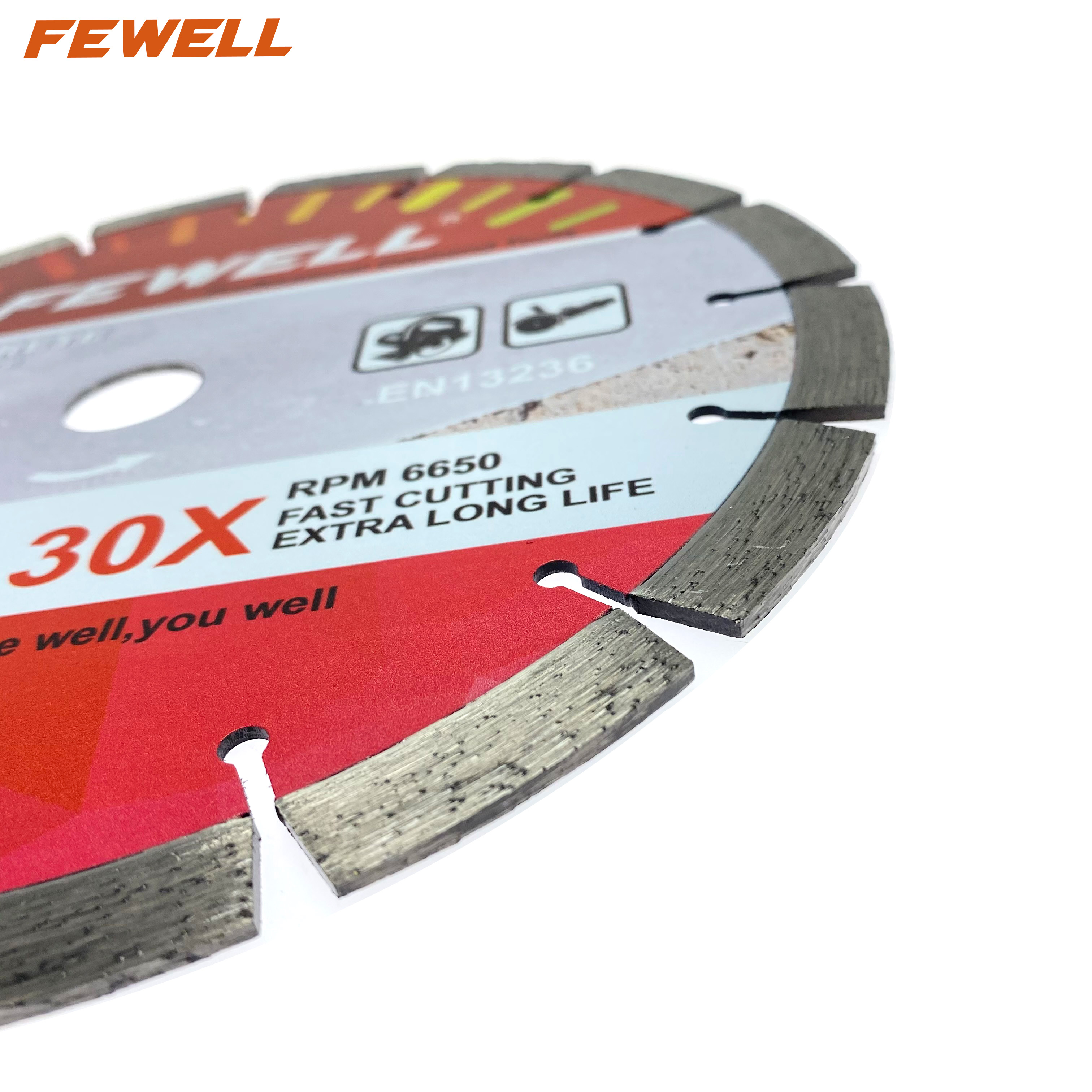 Hoja de sierra de diamante de disco de segmento de 9 pulgadas 230*2,6*12*22,23mm soldada con láser de grado Premium para máquina de corte de hormigón