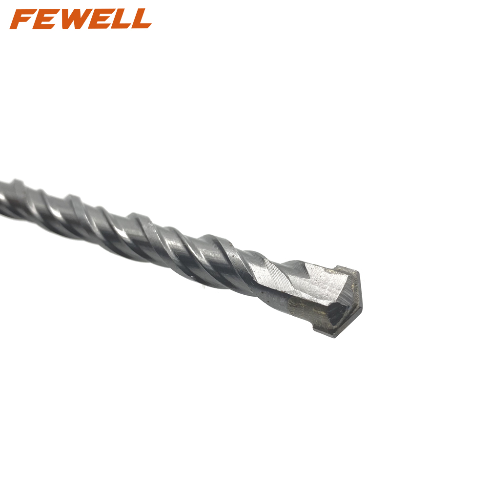 Broca de martillo rotativo eléctrico de doble flauta de 12*260mm de punta plana única de carburo SDS Plus para granito de mampostería de pared de hormigón
