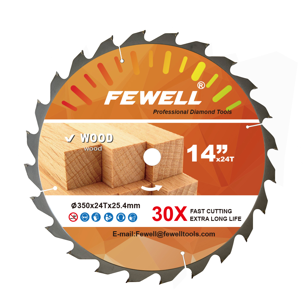 Hoja de sierra circular de alta calidad 350*3,2*24T*25,4 tct para corte de madera