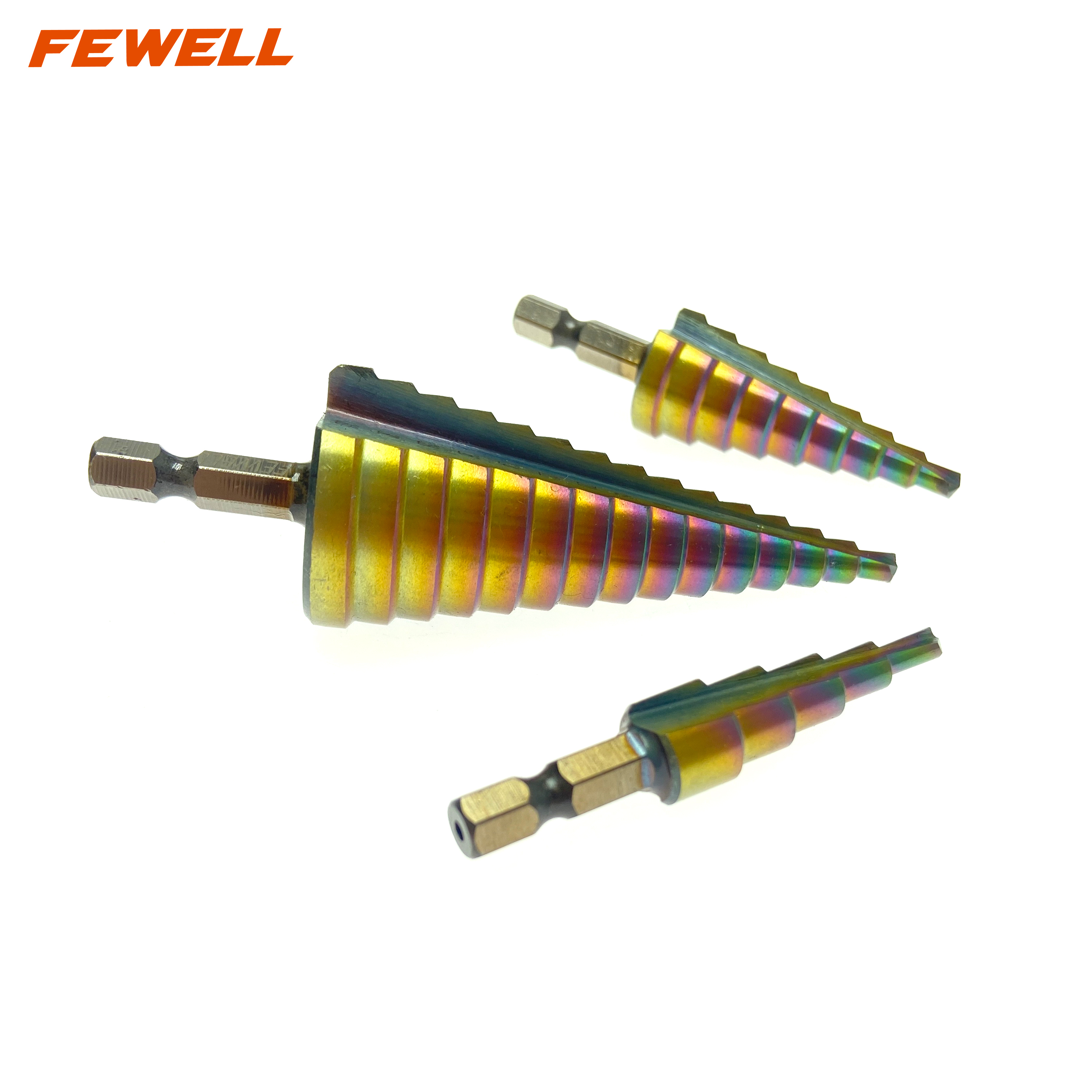3 uds 4-12mm 4-20mm 4-32mm HSS 6542 vástago hexagonal herramientas eléctricas flauta espiral brocas escalonadas de titanio para perforación de Metal