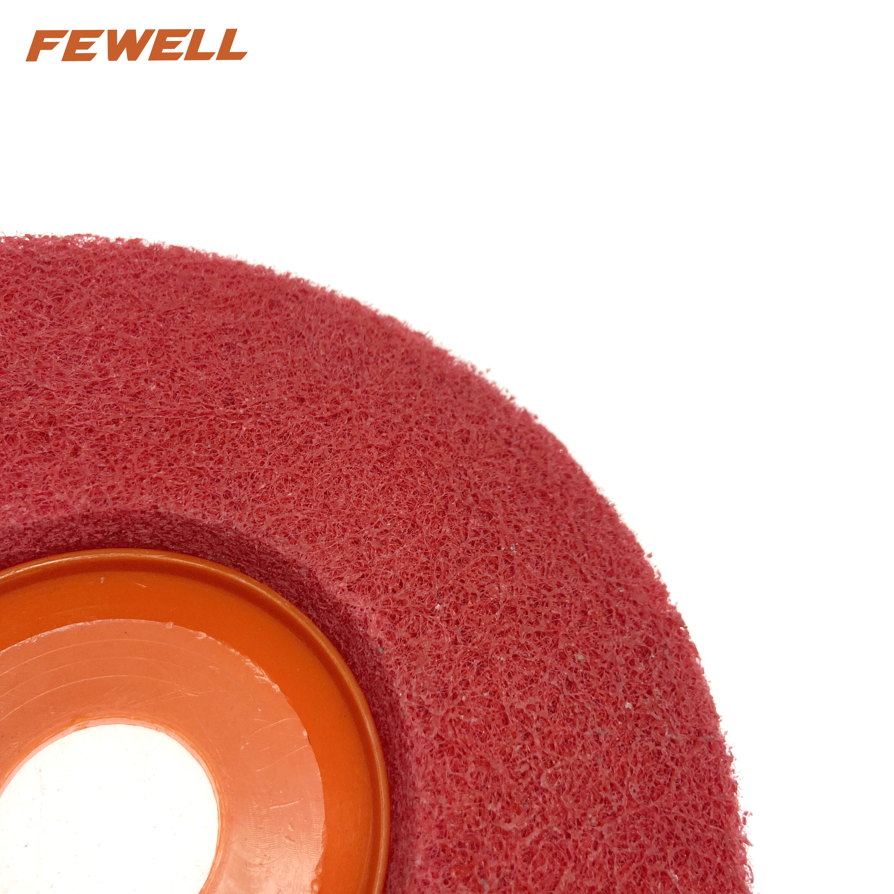 Rueda pulidora abrasiva de nailon rojo de alta calidad, 125x22mm, 5 pulgadas, rueda pulidora de fibra no tejida para pulir acero inoxidable